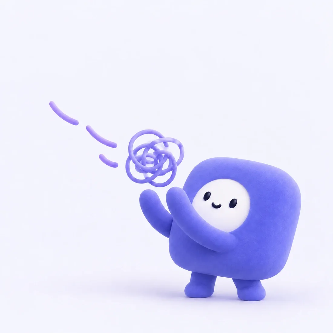 The Stipp mascot catches a loose, scribbled thought.